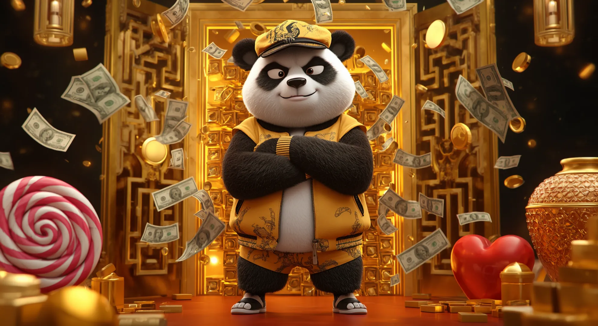 Jackpot et gains en argent avec mascotte casino Rockstar Casino